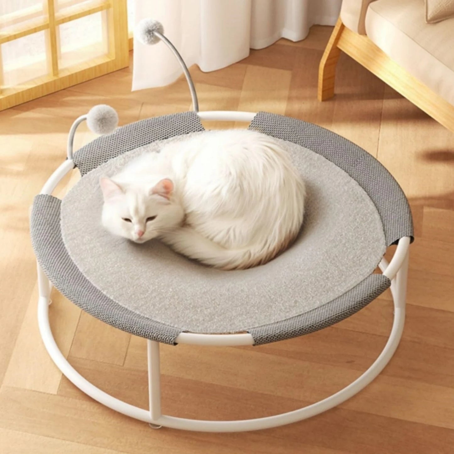 Raised Pet Hammock Bed or Indoor Outdoor Pet Trampoline, Removable and Washable Soft Mattress, Comfortable and Breathable. Strong Structure and Stable.