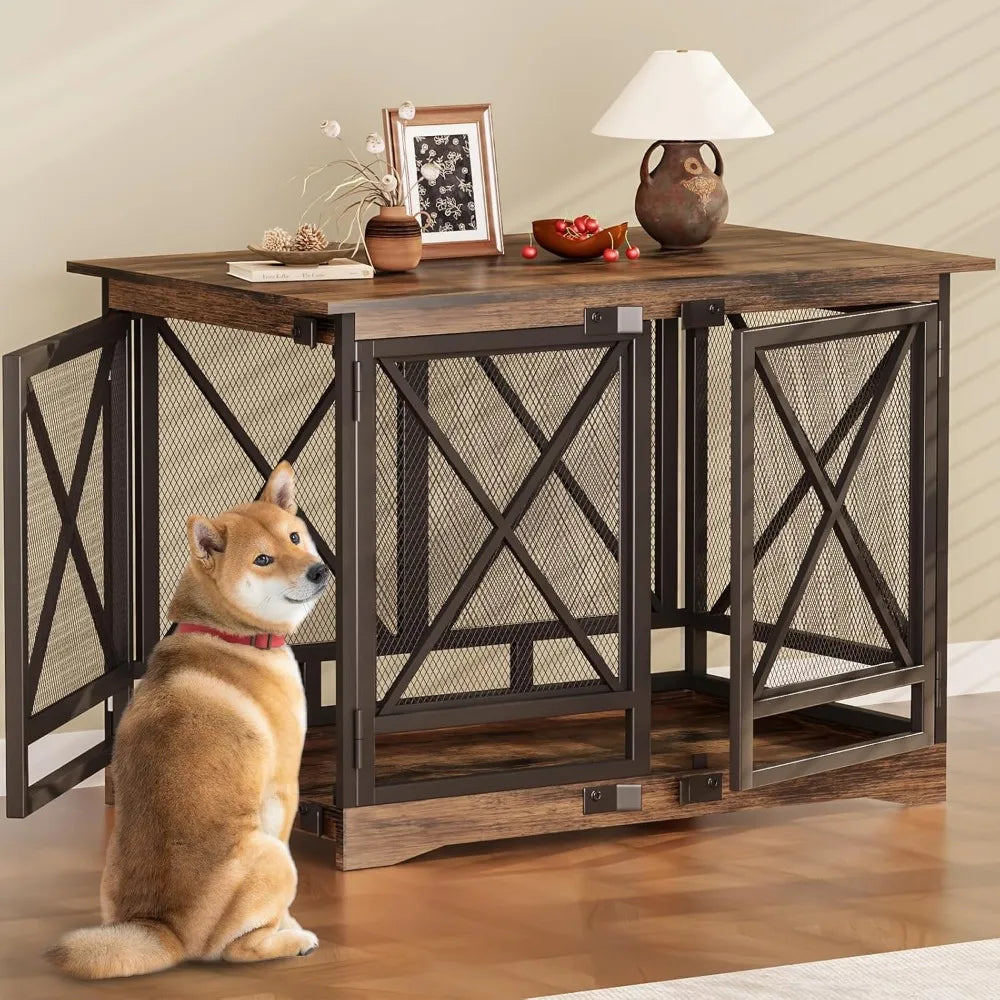 48 inch Heavy Duty Dog Kennel for X Large Breed with Double Doors and Table Top
