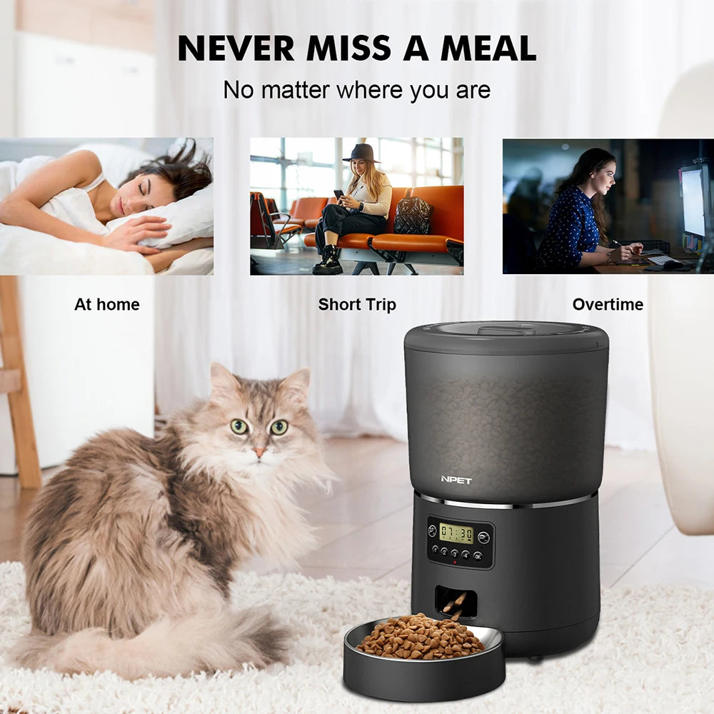 4L Automatic Smart Multiple Pet Feeder With Stainless Steel Bowl