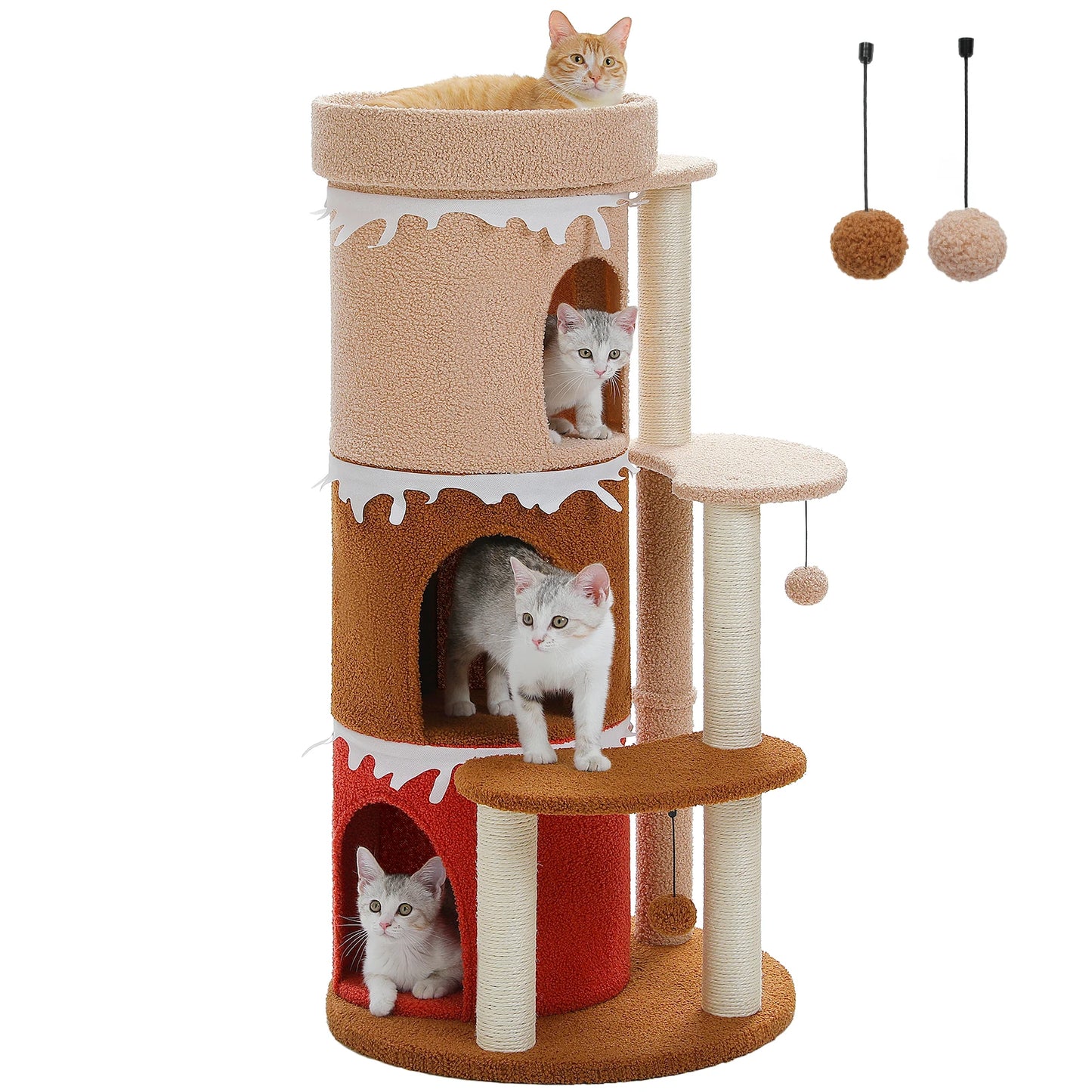 Multi-Level Cat Condo for Indoor Use with Sisal Scratching Post