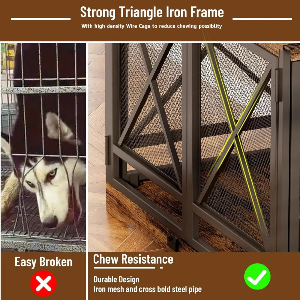 48 inch Heavy Duty Dog Kennel for X Large Breed with Double Doors and Table Top