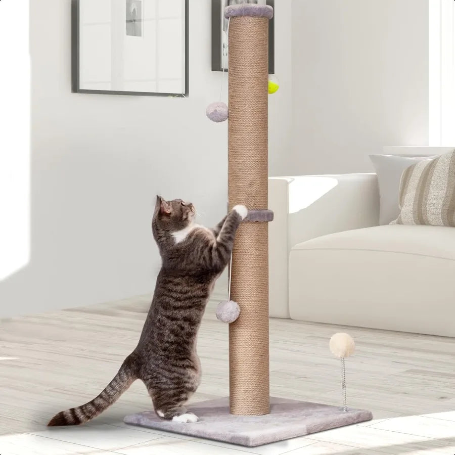36 inch Tall Cat Scratch Post for Indoor Cats with Durable Natural Sisal Rope