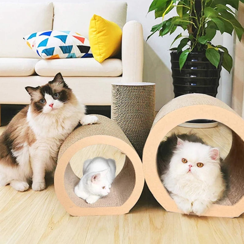 3-in-1Design: Our Cat Tunnel Bed Combines A Cat Tunnel, Cat Scratcher, And Cat Bed All In One.  The Convenient Design Of The Cat Tunnel Bed Makes It Easy To Store When Not In Use.  The Set Includes 3 Different Sizes Of Cat S