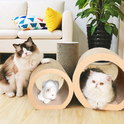 3-in-1Design: Our Cat Tunnel Bed Combines A Cat Tunnel, Cat Scratcher, And Cat Bed All In One.  The Convenient Design Of The Cat Tunnel Bed Makes It Easy To Store When Not In Use.  The Set Includes 3 Different Sizes Of Cat S