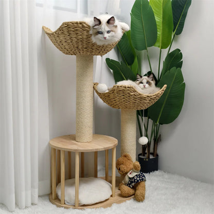 3-Tier Cat Tree Padded Plush Napping With Sisal Rope Scratching Posts