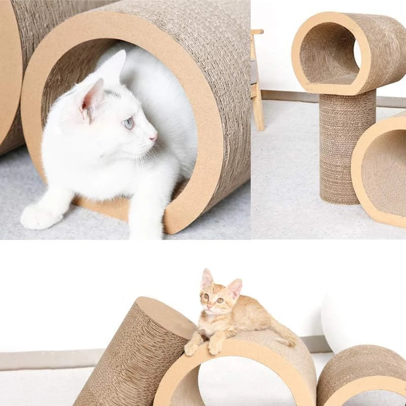 3-in-1Design: Our Cat Tunnel Bed Combines A Cat Tunnel, Cat Scratcher, And Cat Bed All In One.  The Convenient Design Of The Cat Tunnel Bed Makes It Easy To Store When Not In Use.  The Set Includes 3 Different Sizes Of Cat S