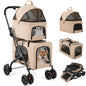 Double Dog Stroller, Removable Carrycot, Safety Belt, 4 Lockable Wheels