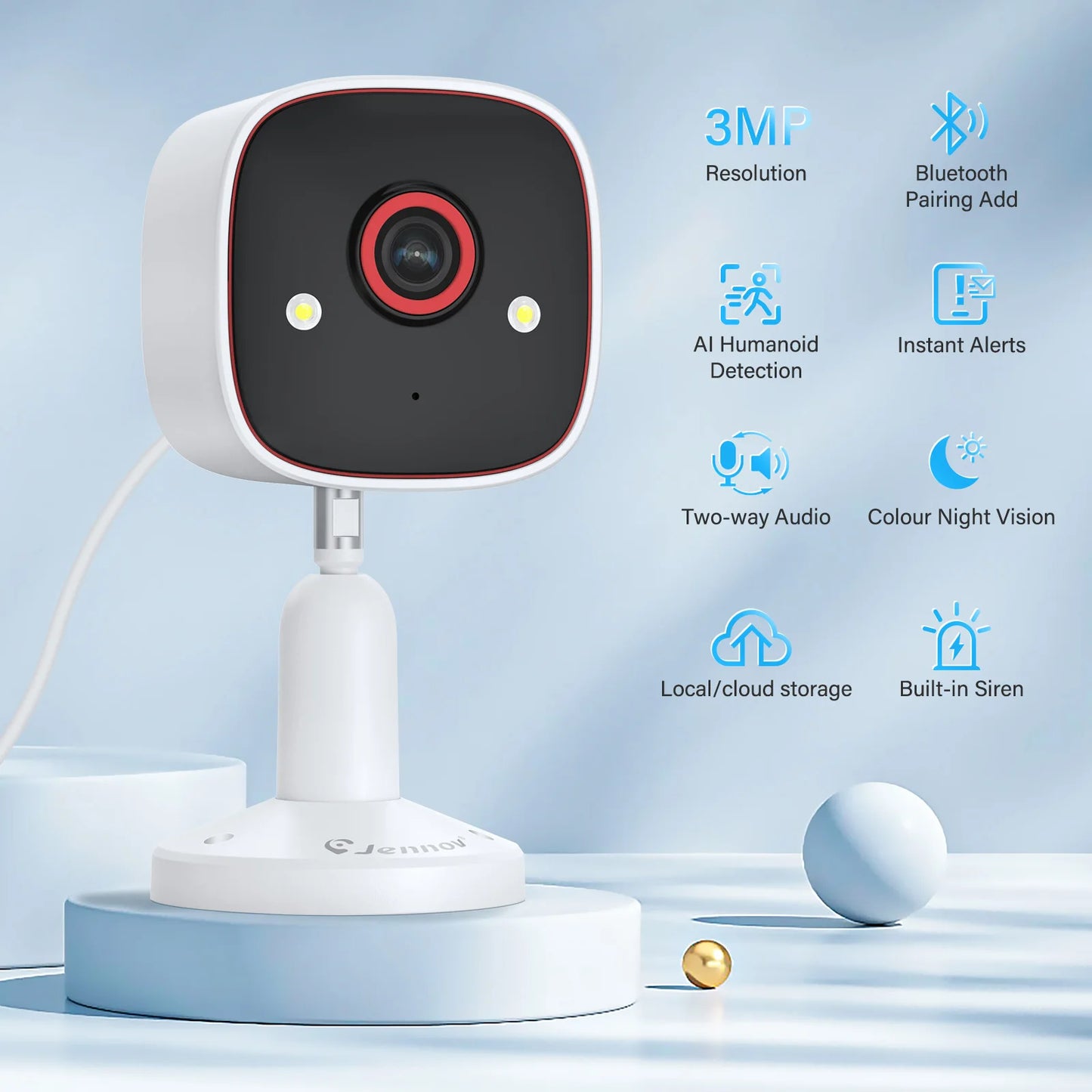 Indoor/Outdoor Security Cameras 2K HD Wireless Color Night Vision Two Way Talk,  Waterproof