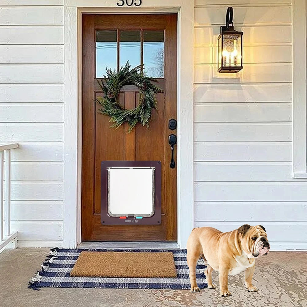 Dog Cat Flap Door Plastic In & Out  Door with 4 Way Security Lock Weatherproof