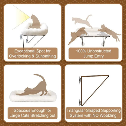 Cat Window Perch Metal ported from Below Comes with Warm Spacious Pet Bed