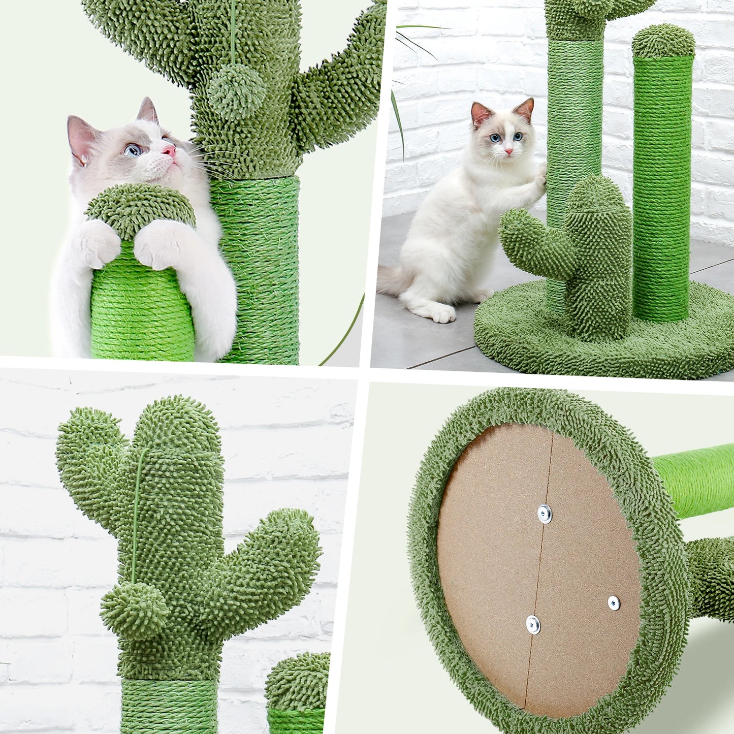 Cactus Cat Scratcher Post  Featuring 3 Scratching Poles and Interactive Dangling Ball