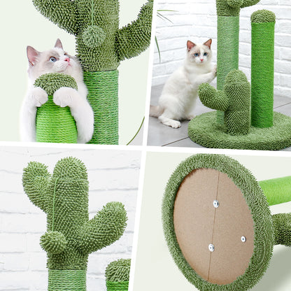 Cactus Cat Scratcher Post  Featuring 3 Scratching Poles and Interactive Dangling Ball