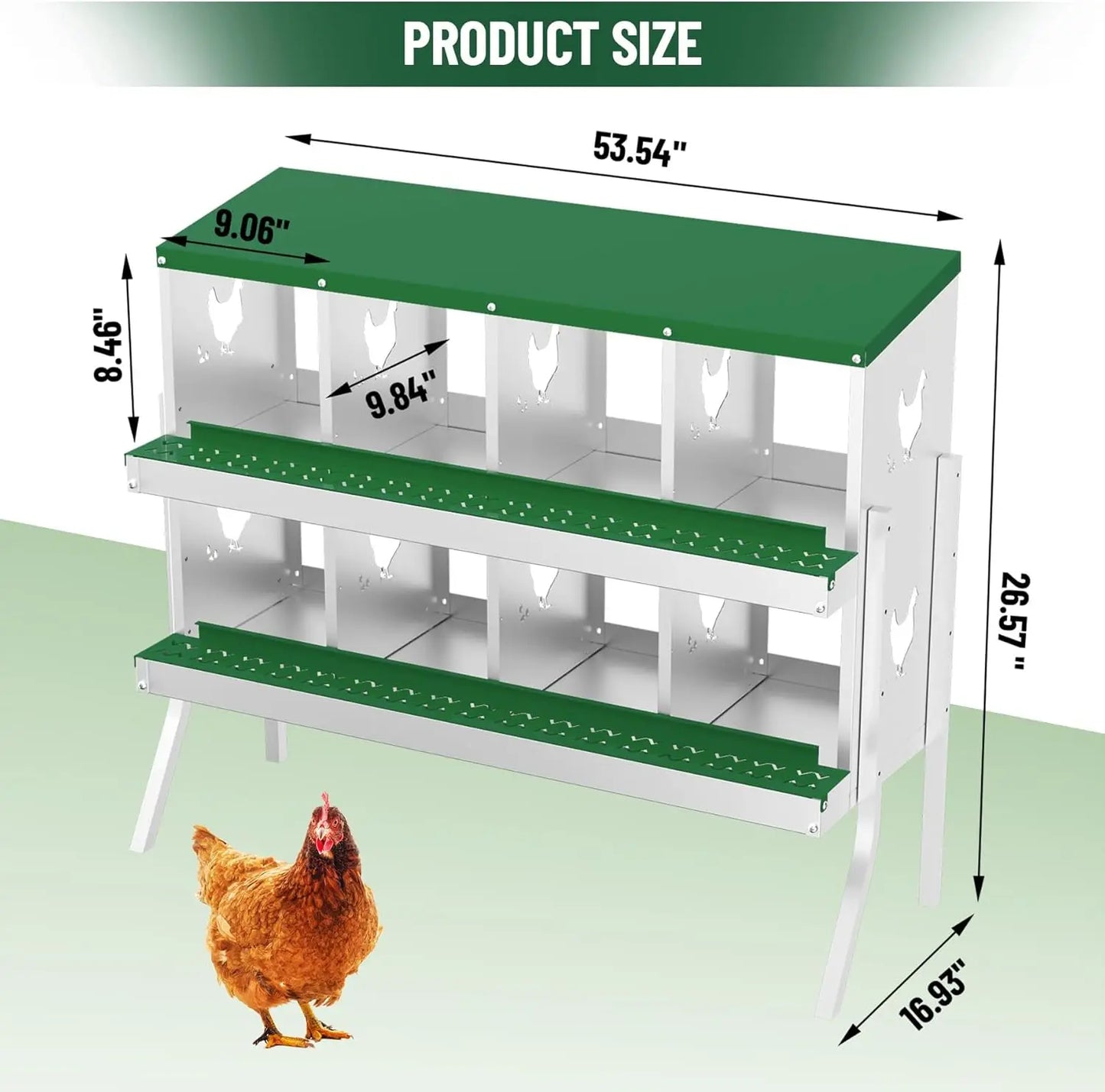 Chicken Nesting Box with Bracket Legs 6/8/10 Compartment Metal Chicken Laying Boxes for Chicken Coop Hens