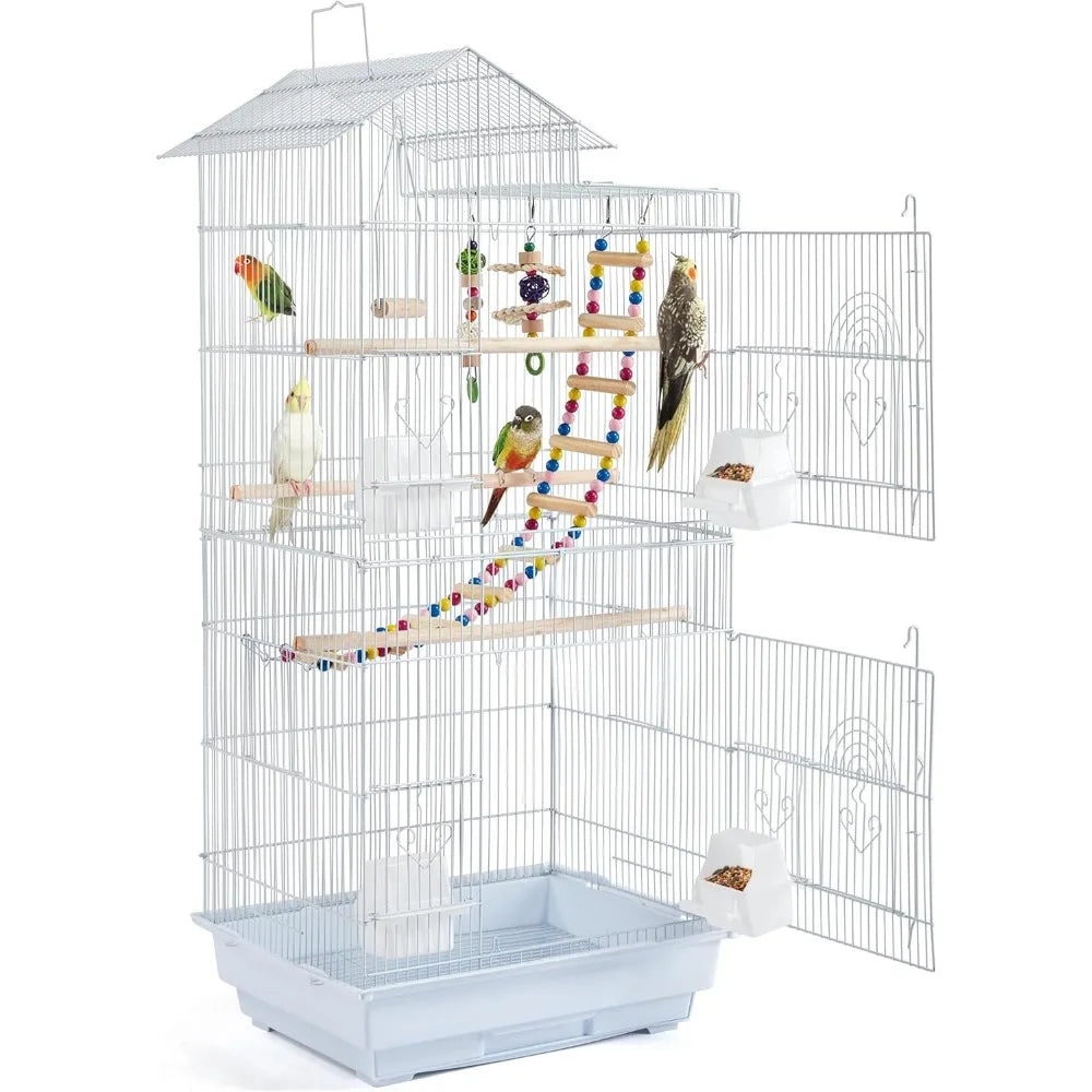 Roof Top Medium Parakeet Bird Cages for Cockatiels Conures Finches Budgies Canaries Lovebirds Parakeets