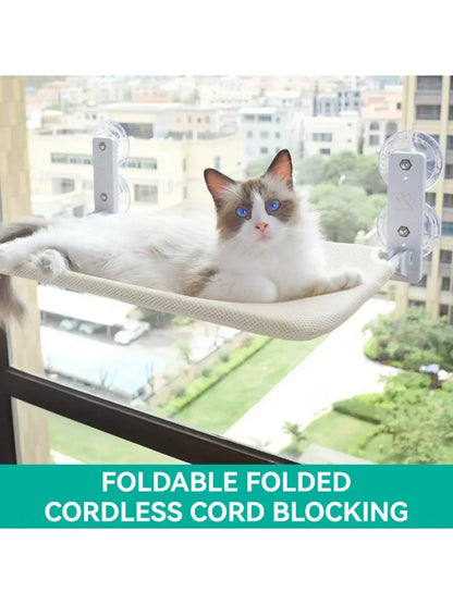 Cordless Cat Window Hammock with 4 Strong Suction Cups, Window Cat Beds for Indoor Cats