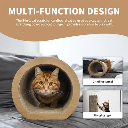 3-in-1Design: Our Cat Tunnel Bed Combines A Cat Tunnel, Cat Scratcher, And Cat Bed All In One.  The Convenient Design Of The Cat Tunnel Bed Makes It Easy To Store When Not In Use.  The Set Includes 3 Different Sizes Of Cat S