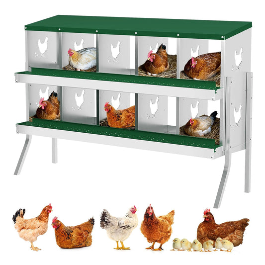 Chicken Nesting Box with Bracket Legs 6/8/10 Compartment Metal Chicken Laying Boxes for Chicken Coop Hens