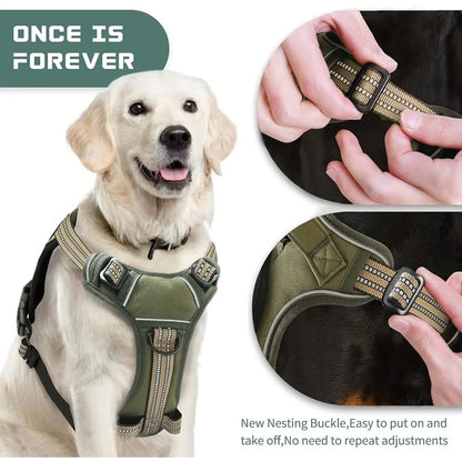No Pull Dog Harness Adjustable No Choke Reflective Training Leash Comfortable Breathable Durable