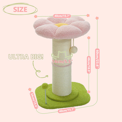 Flower Cat Scratching Post with Removable Flower Cat Bed, Spring Ball