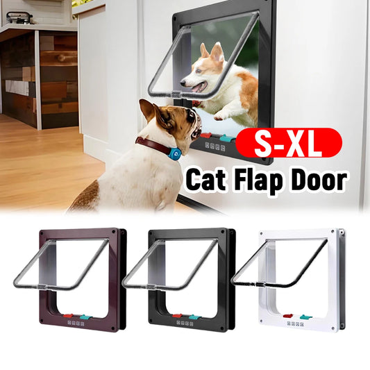 Pet Flap Door with 4 Way Security Lock. In & Out Door Sizes Small-XL