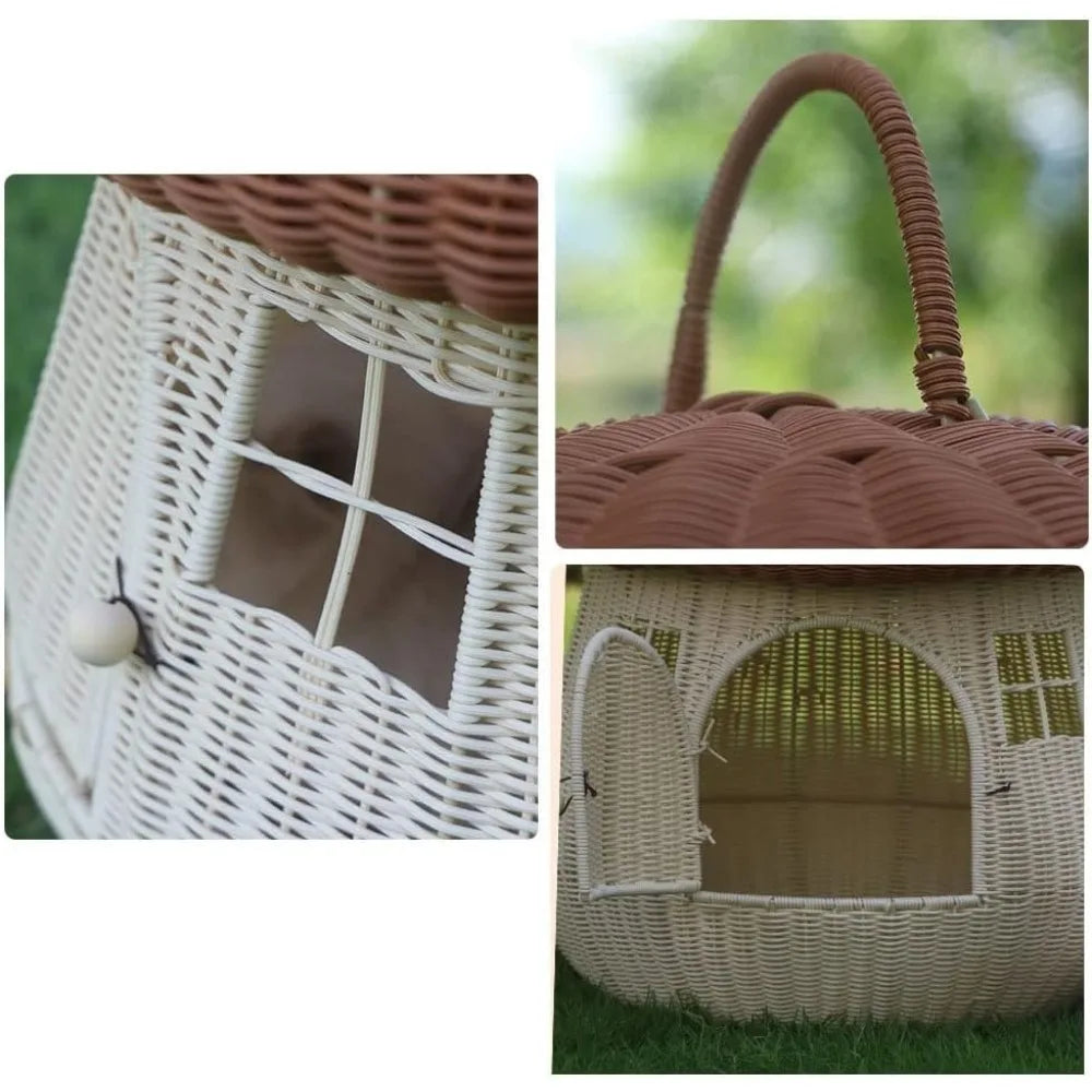 Dual-use Pet Nest Mushroom House Raised Cat, Dog Kennel Anti-Rattan