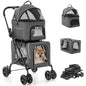 Double Dog Stroller, Removable Carrycot, Safety Belt, 4 Lockable Wheels
