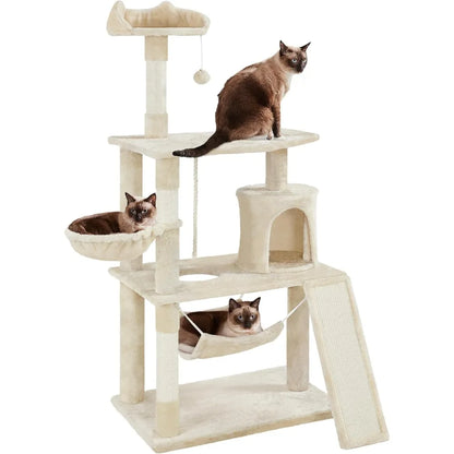 Extra Large Cat Tree Condo with Sisal-Covered Scratching Post & Plush Perch Hammock.