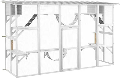 Catio Playground Cat Window Outside Enclosure, with Weather Protection Roof.