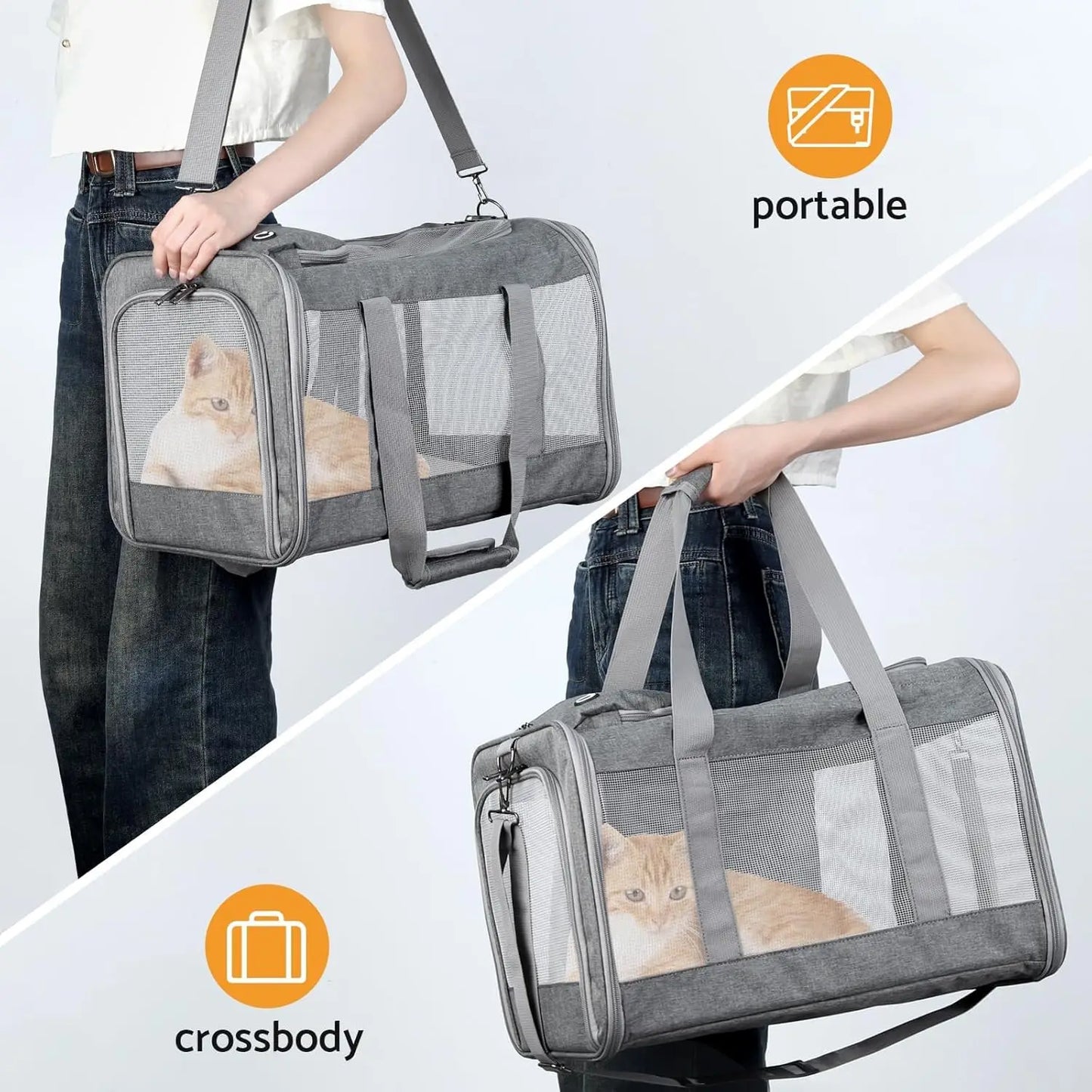 Airline-Approved Pet Carrier For Cats/Dogs, Soft Travel Bag, Breathable Honeycomb Board, Removable Support