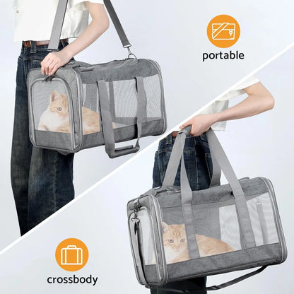 Airline-Approved Pet Carrier For Cats/Dogs, Soft Travel Bag, Breathable Honeycomb Board, Removable Support