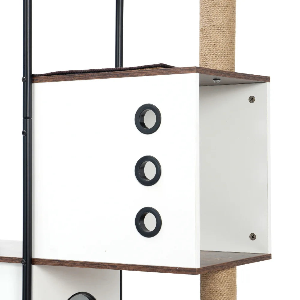 Modern Cat Tower, Multi-Level With Cave, 2 Scratching Posts,