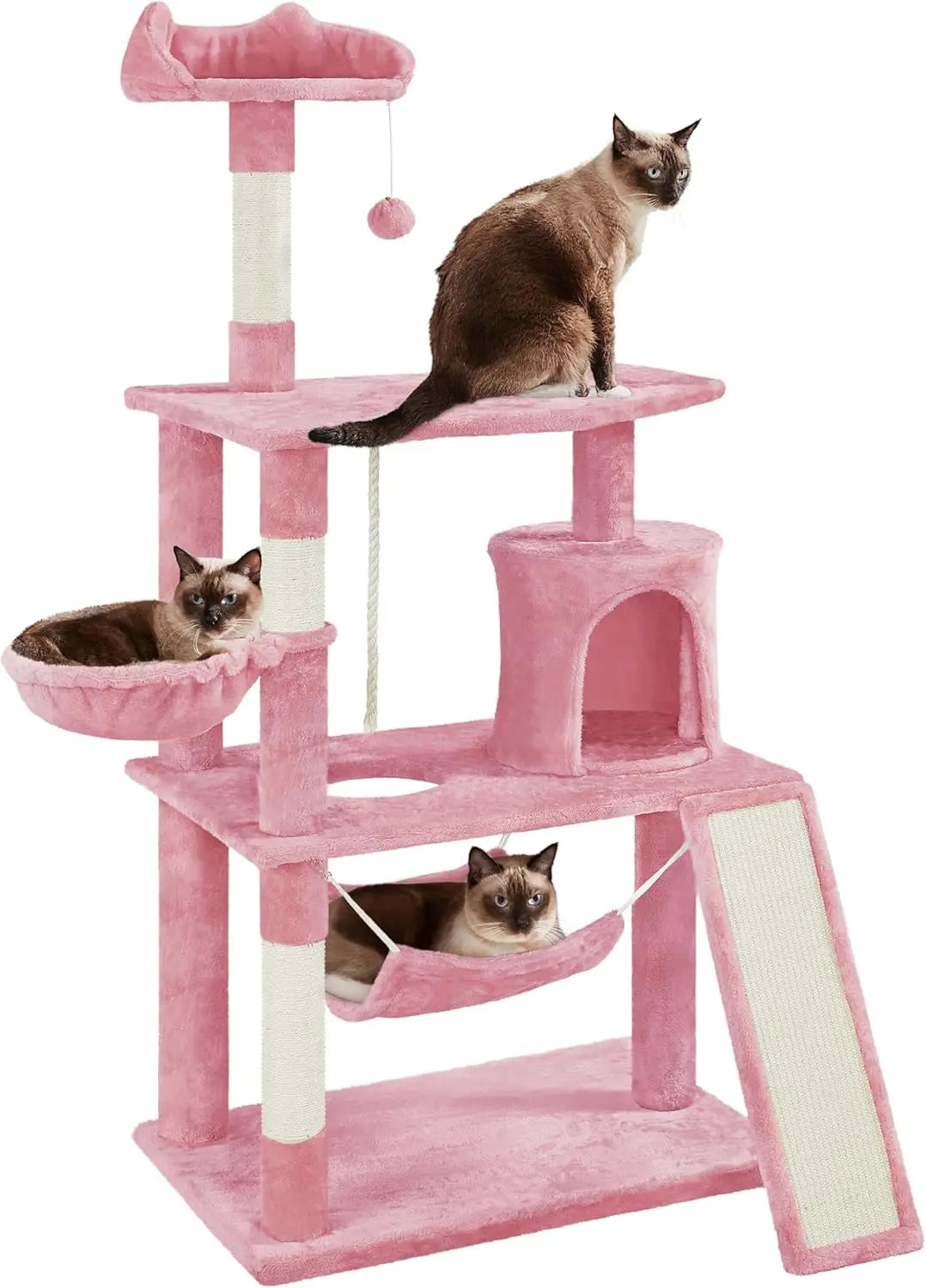 Extra Large Cat Tree Condo with Sisal-Covered Scratching Post & Plush Perch Hammock.