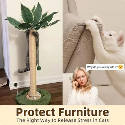 33'' Cat Scratcher Post with Cat Toy and Interactive Ball & Self Groomer