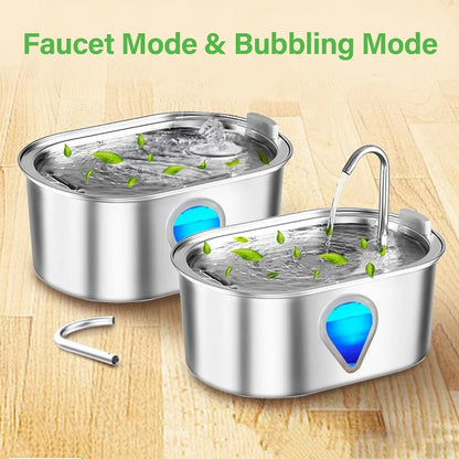 3.5L Large Capacity Pet  Automatic Stainless Steel Water Dispenser With LED Lighting