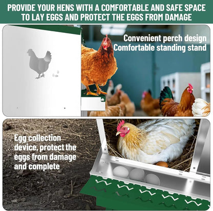 Chicken Nesting Box with Bracket Legs 6/8/10 Compartment Metal Chicken Laying Boxes for Chicken Coop Hens