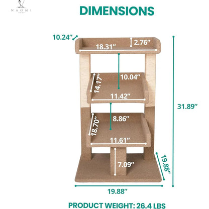 Nala 3 Tier Cat condo for Large Cats with Scratching Post