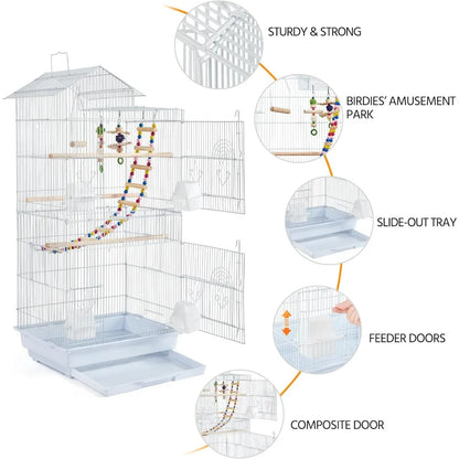 Roof Top Medium Parakeet Bird Cages for Cockatiels Conures Finches Budgies Canaries Lovebirds Parakeets