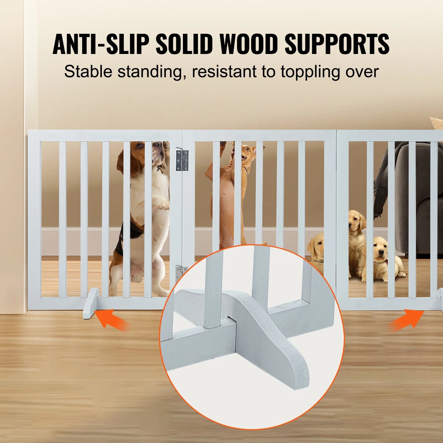 VEVOR Free Standing Pet Gate 3 Panel Foldable Gate for Narrow Passageways