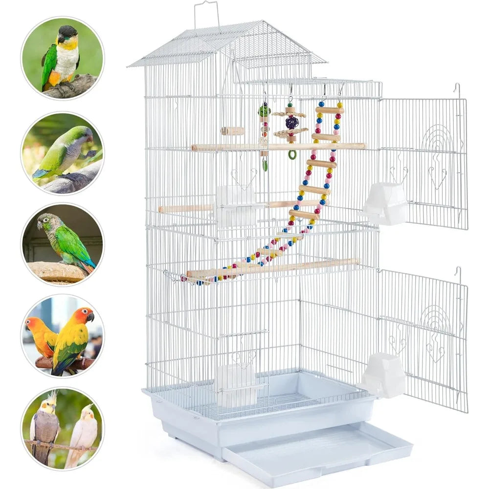 Roof Top Medium Parakeet Bird Cages for Cockatiels Conures Finches Budgies Canaries Lovebirds Parakeets