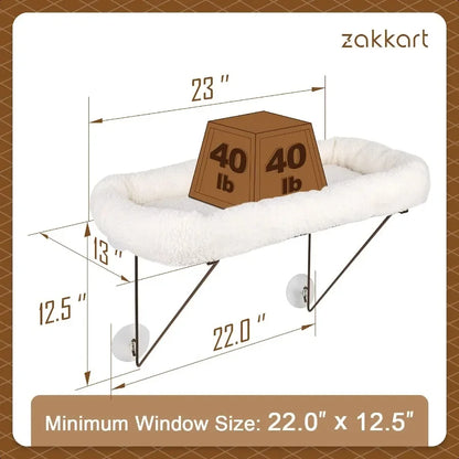 Cat Window Perch Metal ported from Below Comes with Warm Spacious Pet Bed