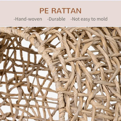 Elevated Weaved Cat Bed, Hand-Woven Braided With Cushion