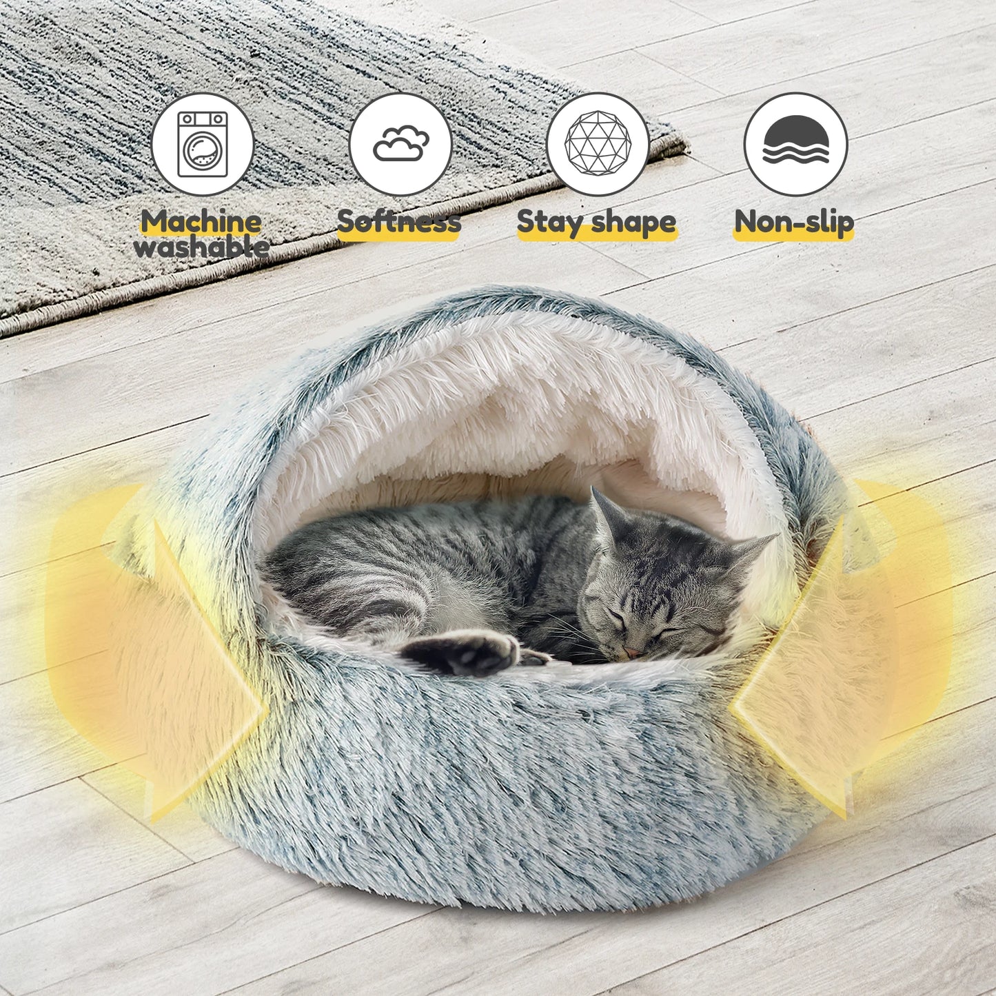 25'' Pet Bed Nest Soft Comfortable Semi-enclosed