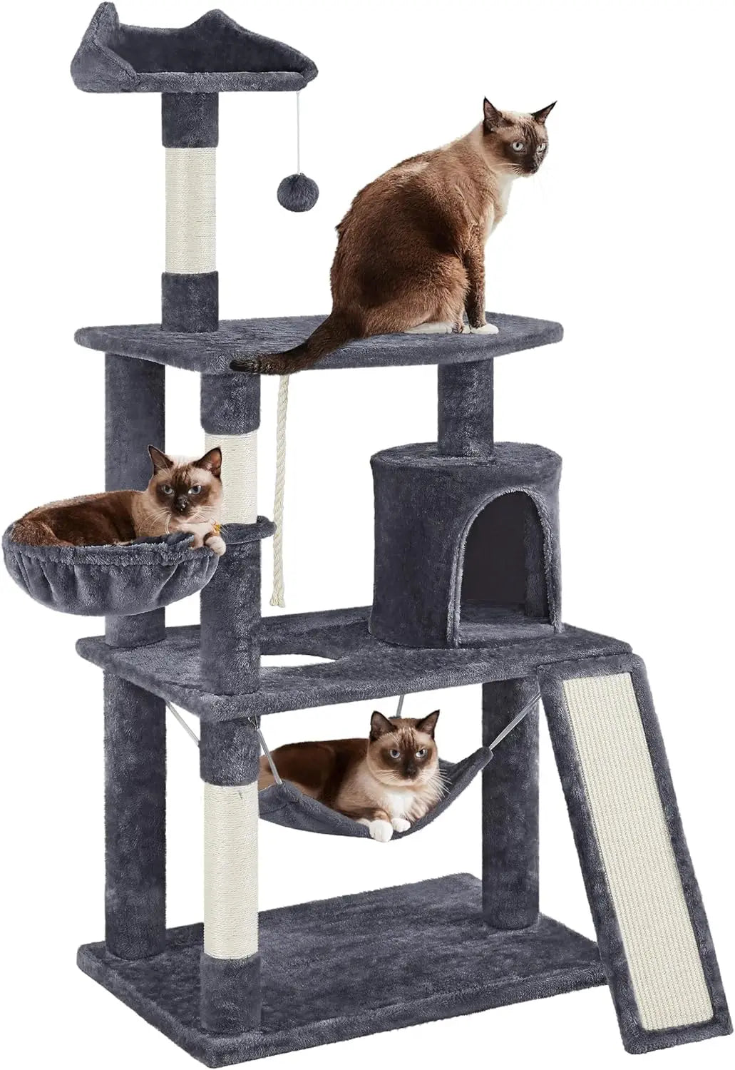 Extra Large Cat Tree Condo with Sisal-Covered Scratching Post & Plush Perch Hammock.
