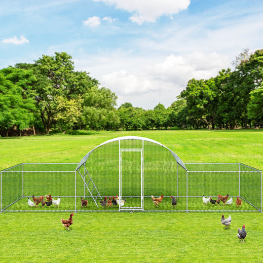 23ft Metal Chicken Coop, Run Enclosure Walk-in Galvanized Duck or Rabbit Cage House