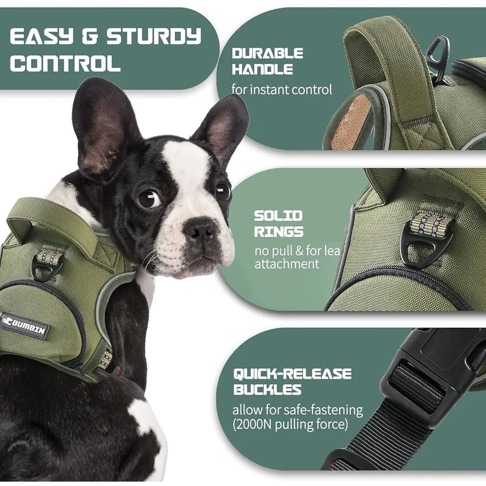 No Pull Dog Harness Adjustable No Choke Reflective Training Leash Comfortable Breathable Durable