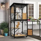 4-Tier Large Wooden Window Outdoor Cat Enclosure with Scratcher With Asphalt Waterproof Roof, Wheels
