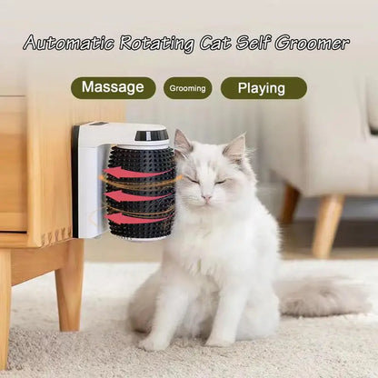 Automatic Rotating Self Grooming Massager Brush And Area To Add Cat Nip
