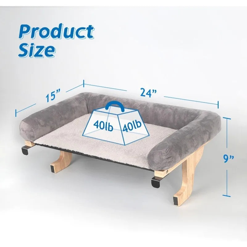 Cat Perch for Window Sill with Bolster - Orthopedic Hammock Design with Premium Hardwood & Robust Metal Frame