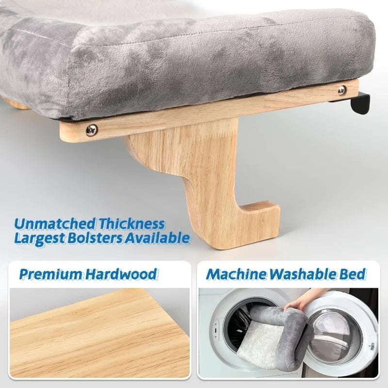 Cat Perch for Window Sill with Bolster - Orthopedic Hammock Design with Premium Hardwood & Robust Metal Frame