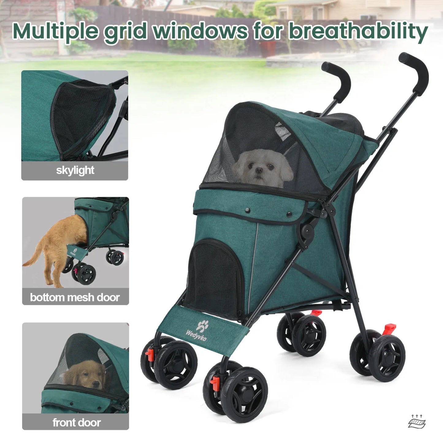 Outdoor Pet Stroller Cat Dog Travel Breathable Pet Stroller Lightweight Folding Universal Wheels Small Medium Pet Stroller